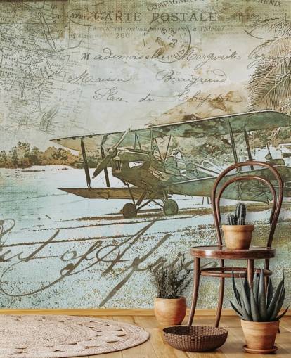 ilustración vintage de un fondo de pantalla de avión anticuado