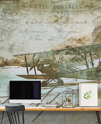 illustrazione vintage di una carta da parati aereo vecchio stile