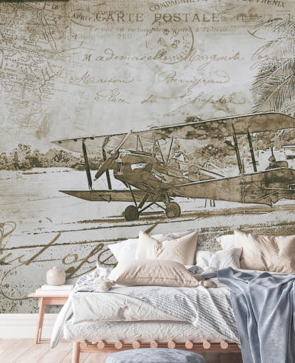 illustration vintage d'un papier peint avion