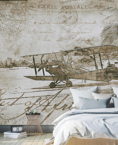 vintage illustration av ett flygplan tapeter vintage illustration av ett flygplan tapeter