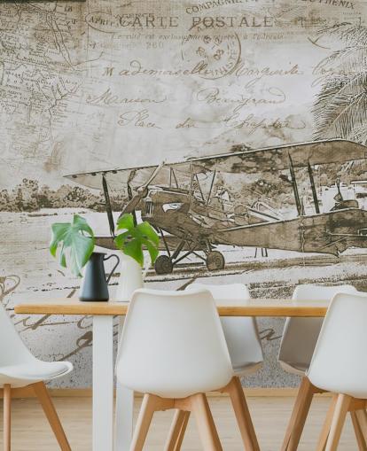 vintage illustration of an aeroplane wallpaper