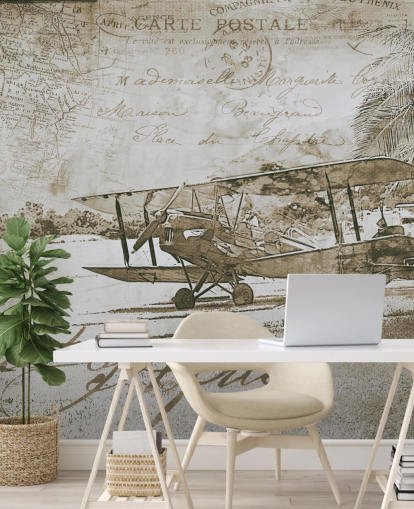vintage illustration of an aeroplane wallpaper