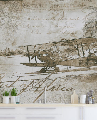 vintage illustration of an aeroplane wallpaper