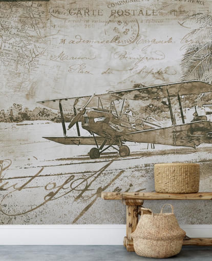 illustration vintage d'un papier peint avion