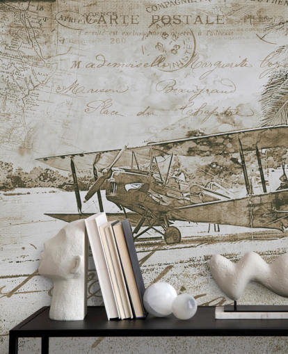 vintage illustration of an aeroplane wallpaper