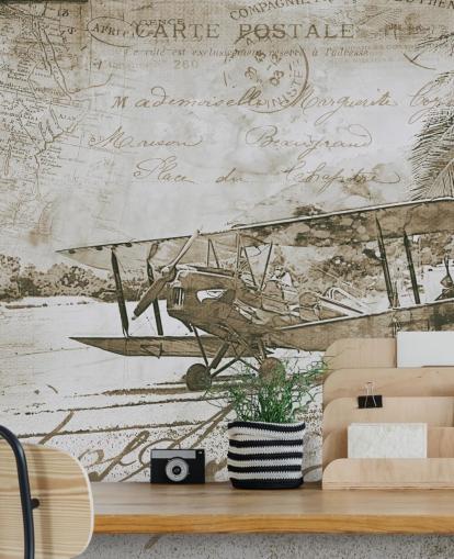 illustration vintage d'un papier peint avion