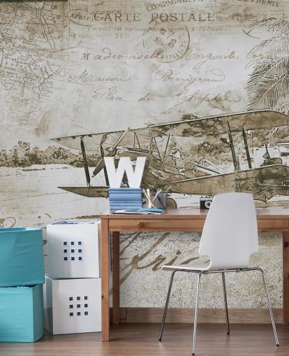 vintage illustrasjon av et fly tapet