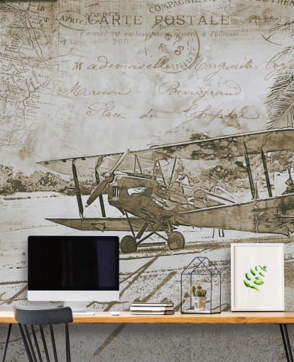 vintage illustration of an aeroplane wallpaper