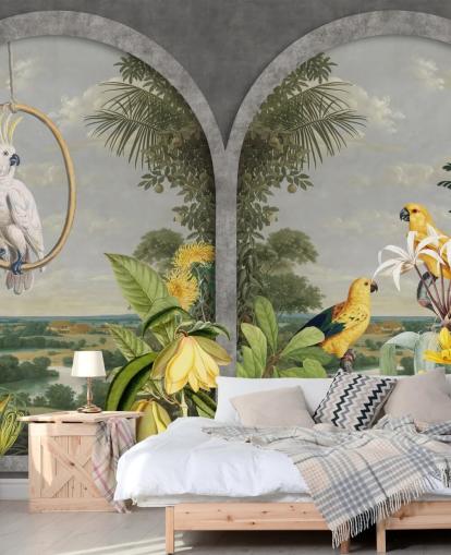 cockatoo and tropical yellow birds by window in tropical country wallpaper cockatoo and tropical yellow birds by window in tropical country wallpaper