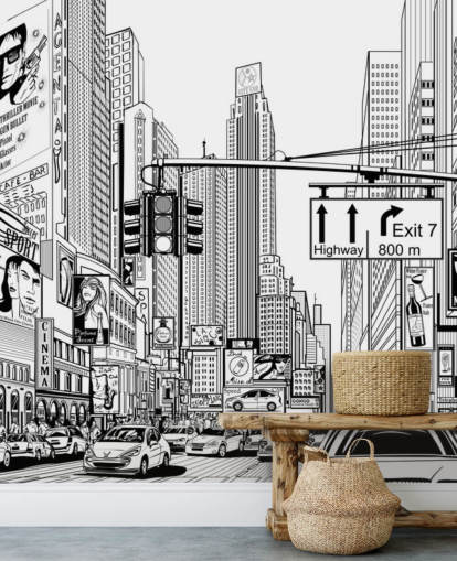 mustavalkoinen New Yorkin taustakuvamaalaus nimeltä Street New Yorkissa olohuoneisiin, makuuhuoneisiin ja keittiöihin mustavalkoinen New Yorkin taustakuvamaalaus nimeltä Street New Yorkissa olohuoneisiin, makuuhuoneisiin ja keittiöihin