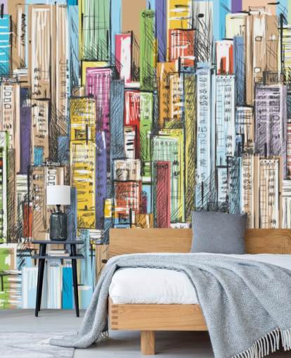 papel pintado de bloques coloridos ilustrados