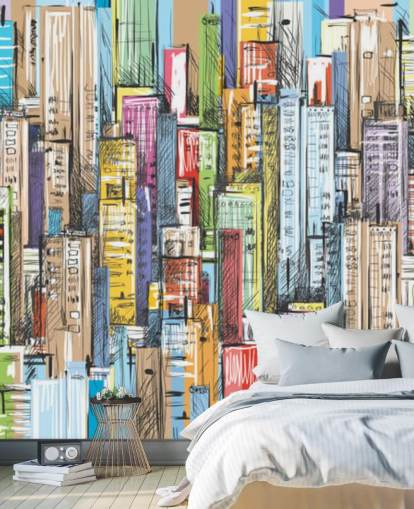 papel pintado de bloques coloridos ilustrados