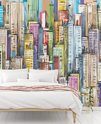 papel pintado de bloques coloridos ilustrados