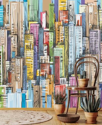 illustrated colourful city blocks wallpaper illustrated colourful city blocks wallpaper