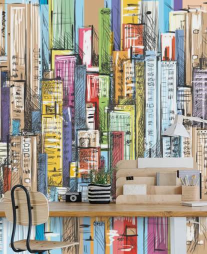 illustrated colourful city blocks wallpaper illustrated colourful city blocks wallpaper