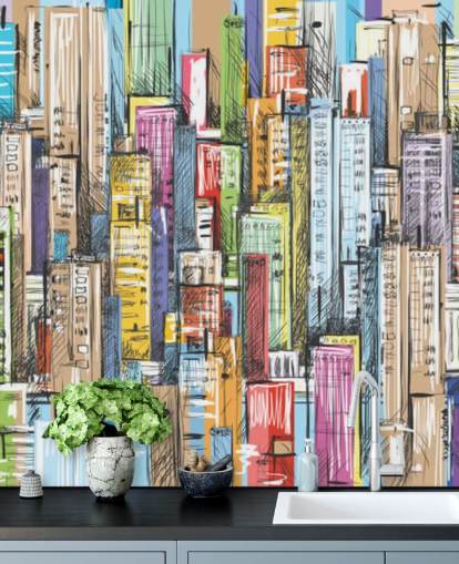 illustrated colourful city blocks wallpaper illustrated colourful city blocks wallpaper