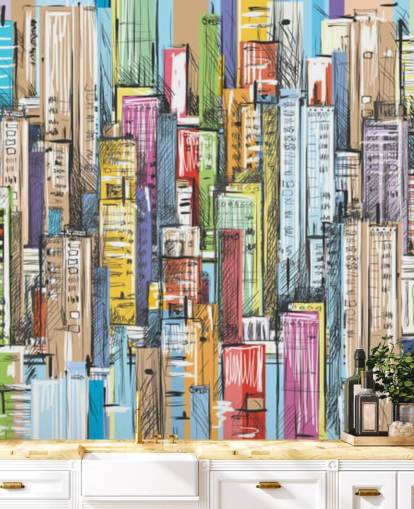 papel pintado de bloques coloridos ilustrados