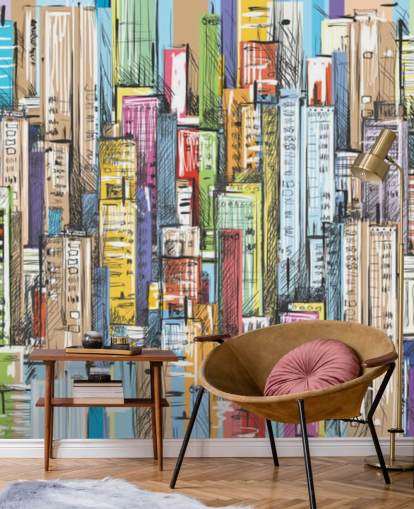 illustrated colourful city blocks wallpaper illustrated colourful city blocks wallpaper