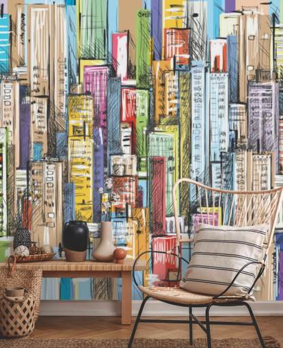 papel pintado de bloques coloridos ilustrados