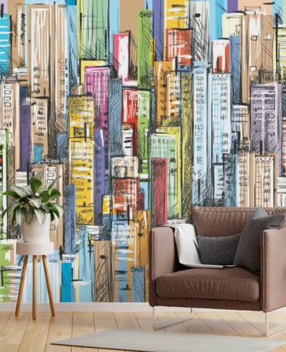 illustrated colourful city blocks wallpaper illustrated colourful city blocks wallpaper