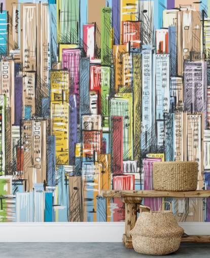 illustrated colourful city blocks wallpaper illustrated colourful city blocks wallpaper