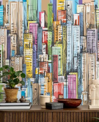 papel pintado de bloques coloridos ilustrados