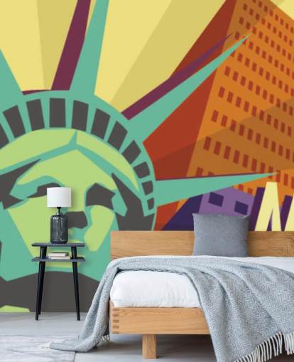 Abbildung von New York City und Freiheitsstatue Wandbild