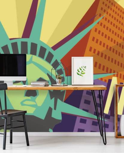 Decorazione murale con illustrazione di New York e Statua della Libertà