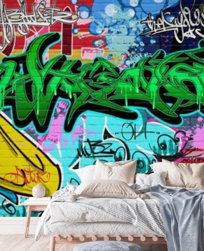 Graffiti Art Urban Green Wallpaper