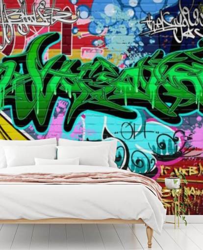 Graffiti Art Urban Grön Bakgrund Graffiti Art Urban Grön Bakgrund