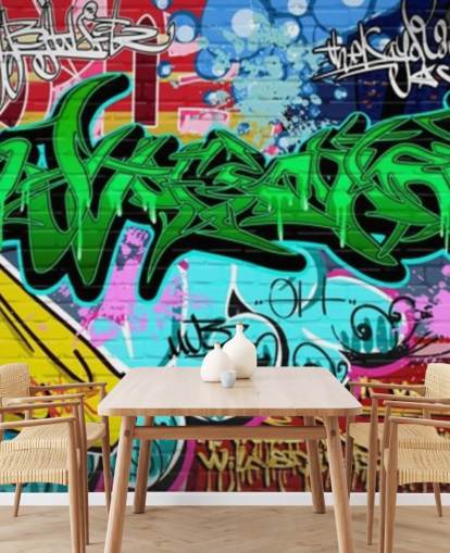 Graffiti Art Urban Green Wallpaper