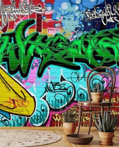 Graffiti Art Urban Green Wallpaper