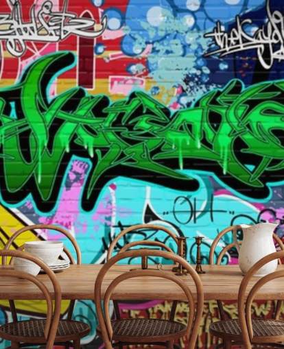 Graffiti Art Urban Green Wallpaper