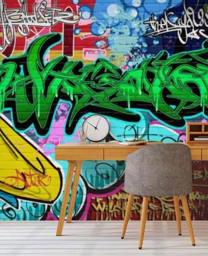 Graffiti Art Urban Green Wallpaper
