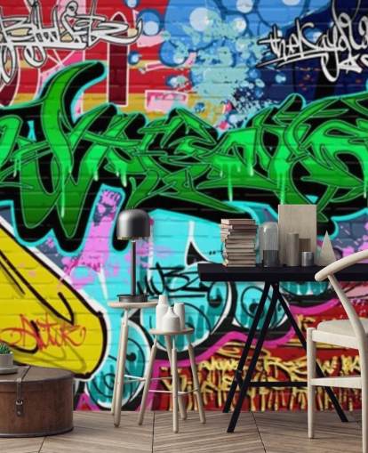 Graffiti Art Urban Green Wallpaper