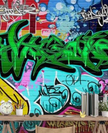 Carta da parati Graffiti Art Urban Green Carta da parati Graffiti Art Urban Green