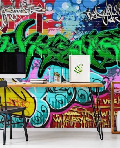 Graffiti Art Urban Green Wallpaper