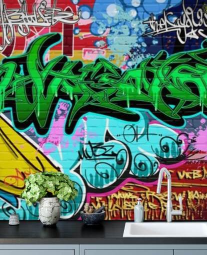 Papel de parede Graffiti Art Urban Green