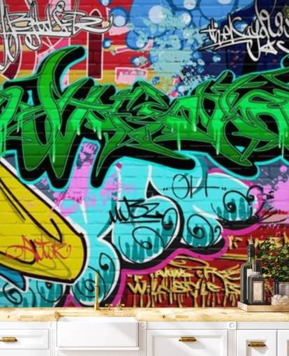 Graffiti Art Urban Green Behang