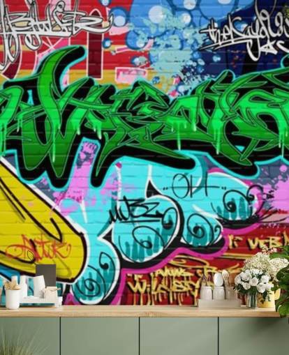 Graffiti Art Urban Green Wallpaper