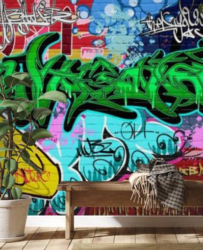 Graffiti Art Urban Green Wallpaper