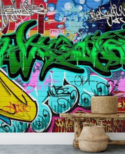 Graffiti Art Urban Green Wallpaper