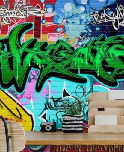 Carta da parati Graffiti Art Urban Green Carta da parati Graffiti Art Urban Green