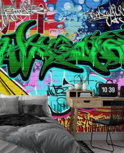 Papel de parede Graffiti Art Urban Green Papel de parede Graffiti Art Urban Green