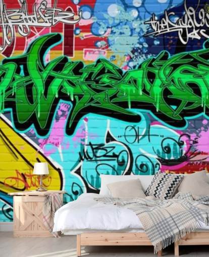 Graffiti Art Urban Green Wallpaper