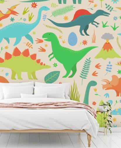 colorido fondo de pantalla de dinosaurios de dibujos animados