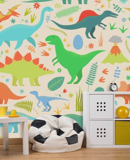 colourful cartoon dinosaurs wallpaper