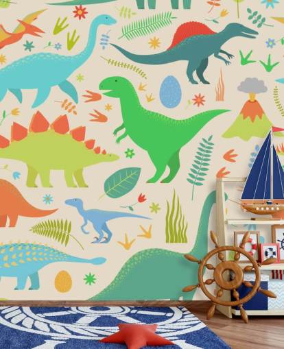 colourful cartoon dinosaurs wallpaper