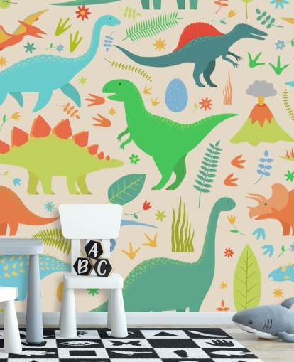 colourful cartoon dinosaurs wallpaper