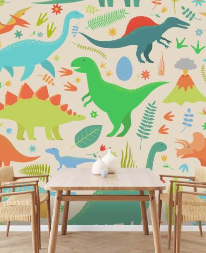 colorful cartoon dinosaurs wallpaper